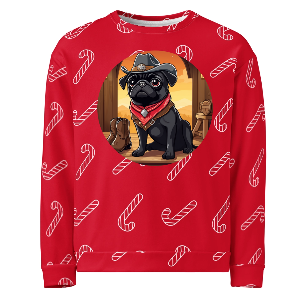 PugMug Custom Black Pug Ugly Christmas Sweatshirt