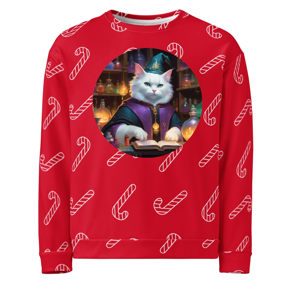 PugMug Custom White Companion Cat Ugly Christmas Sweatshirt