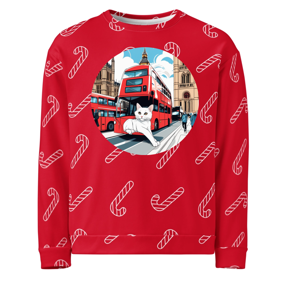 PugMug Custom White Companion Cat Ugly Christmas Sweatshirt