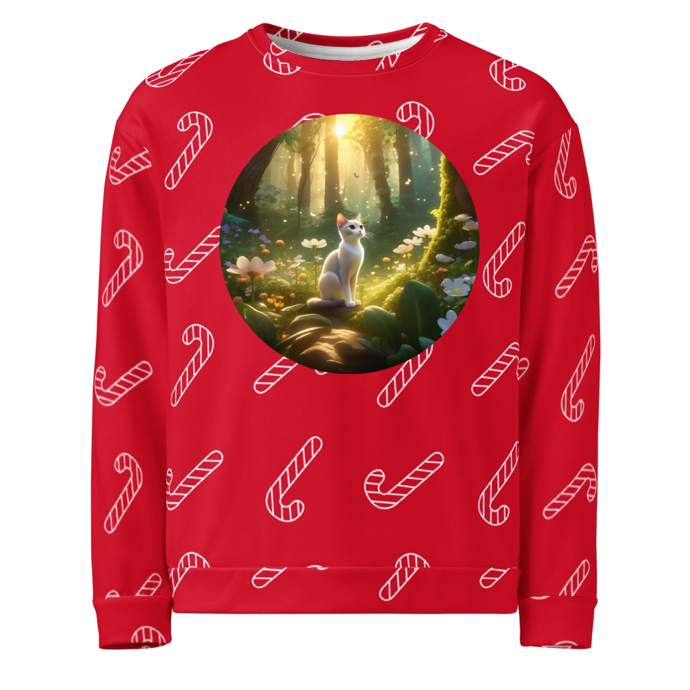 PugMug Custom White Abyssinian Cat Ugly Christmas Sweatshirt