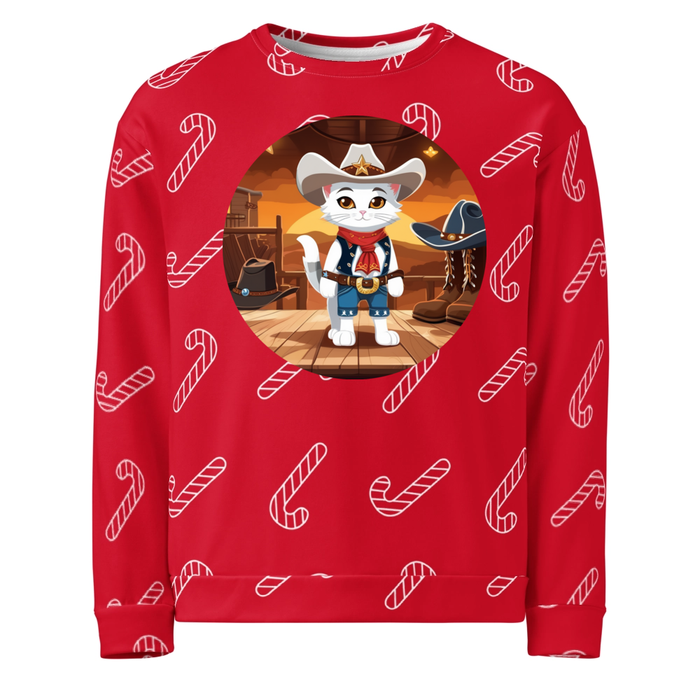 PugMug Custom White Companion Cat Ugly Christmas Sweatshirt