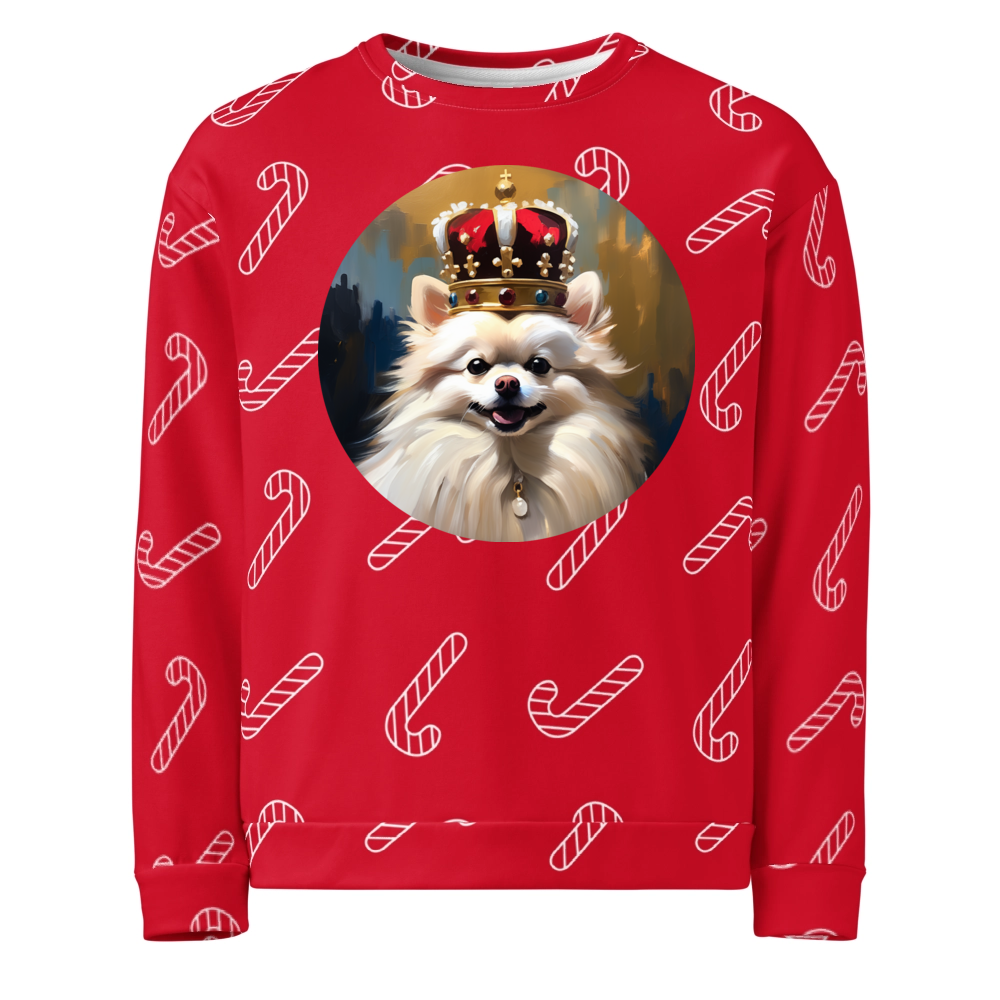 PugMug Custom White Pomeranian Ugly Christmas Sweatshirt