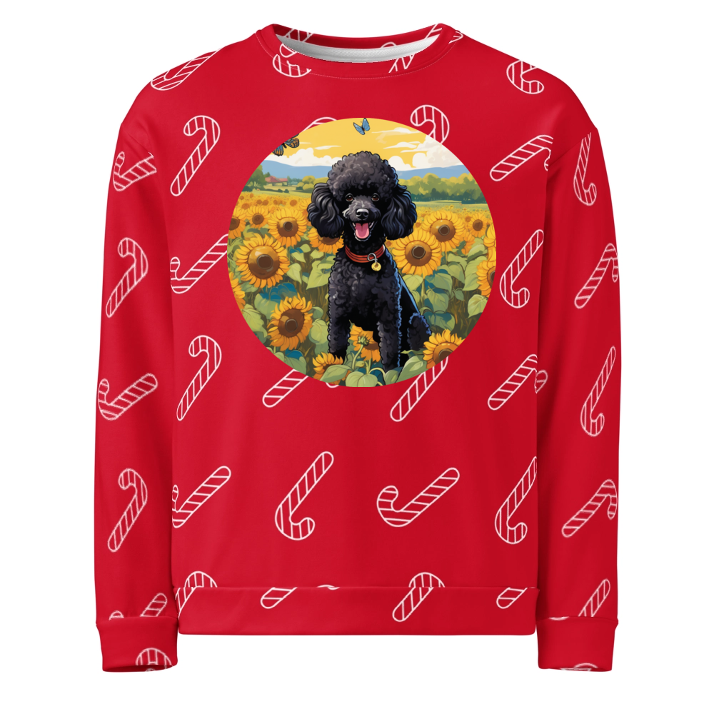 PugMug Custom Black Poodle Ugly Christmas Sweatshirt