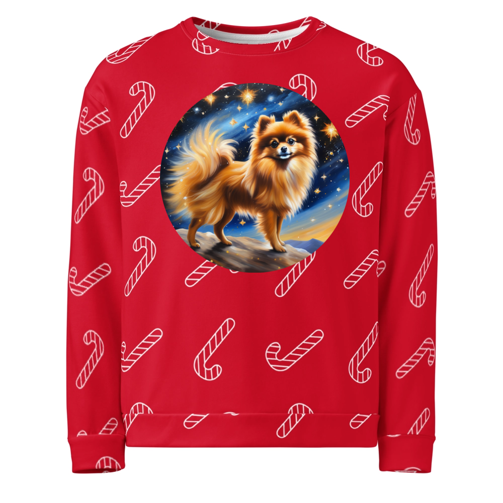 PugMug Custom Tan Pomeranian Ugly Christmas Sweatshirt