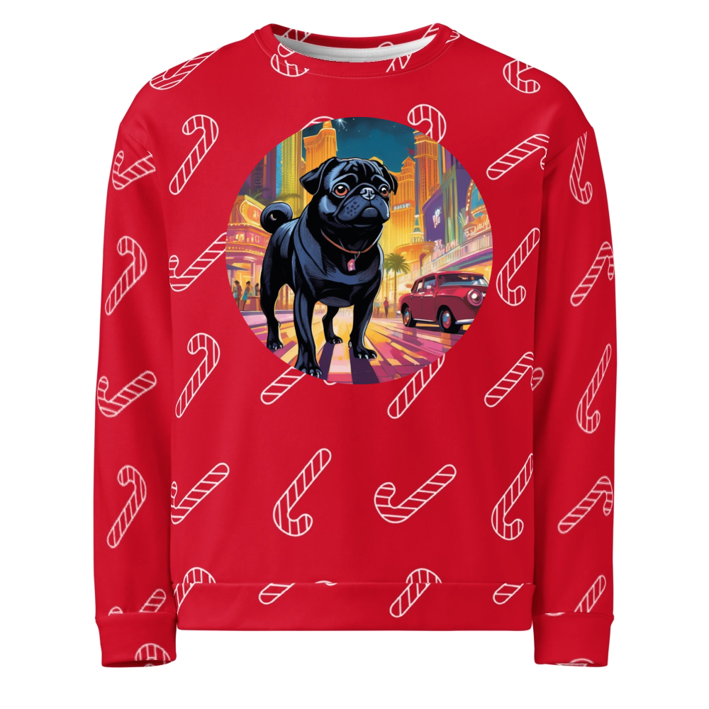 PugMug Custom Black Pug Ugly Christmas Sweatshirt