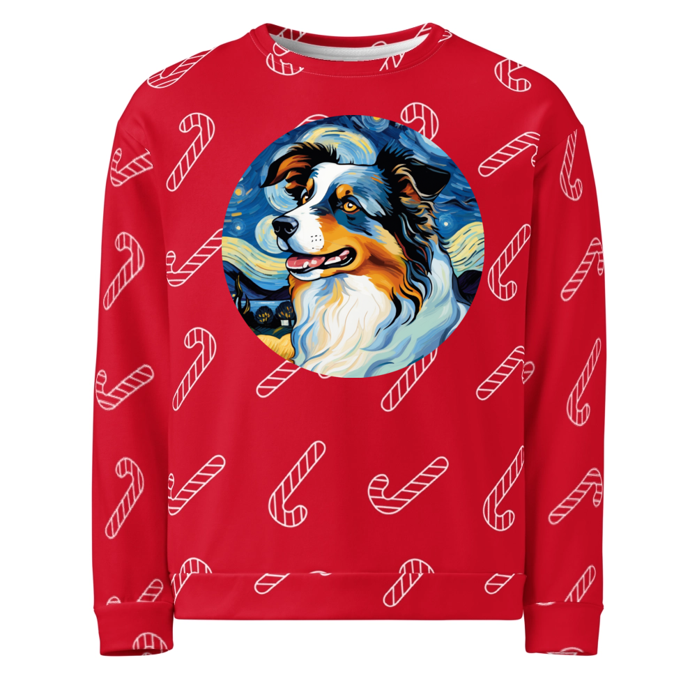 PugMug Custom Australian Shepherd Dog Ugly Christmas Sweatshirt