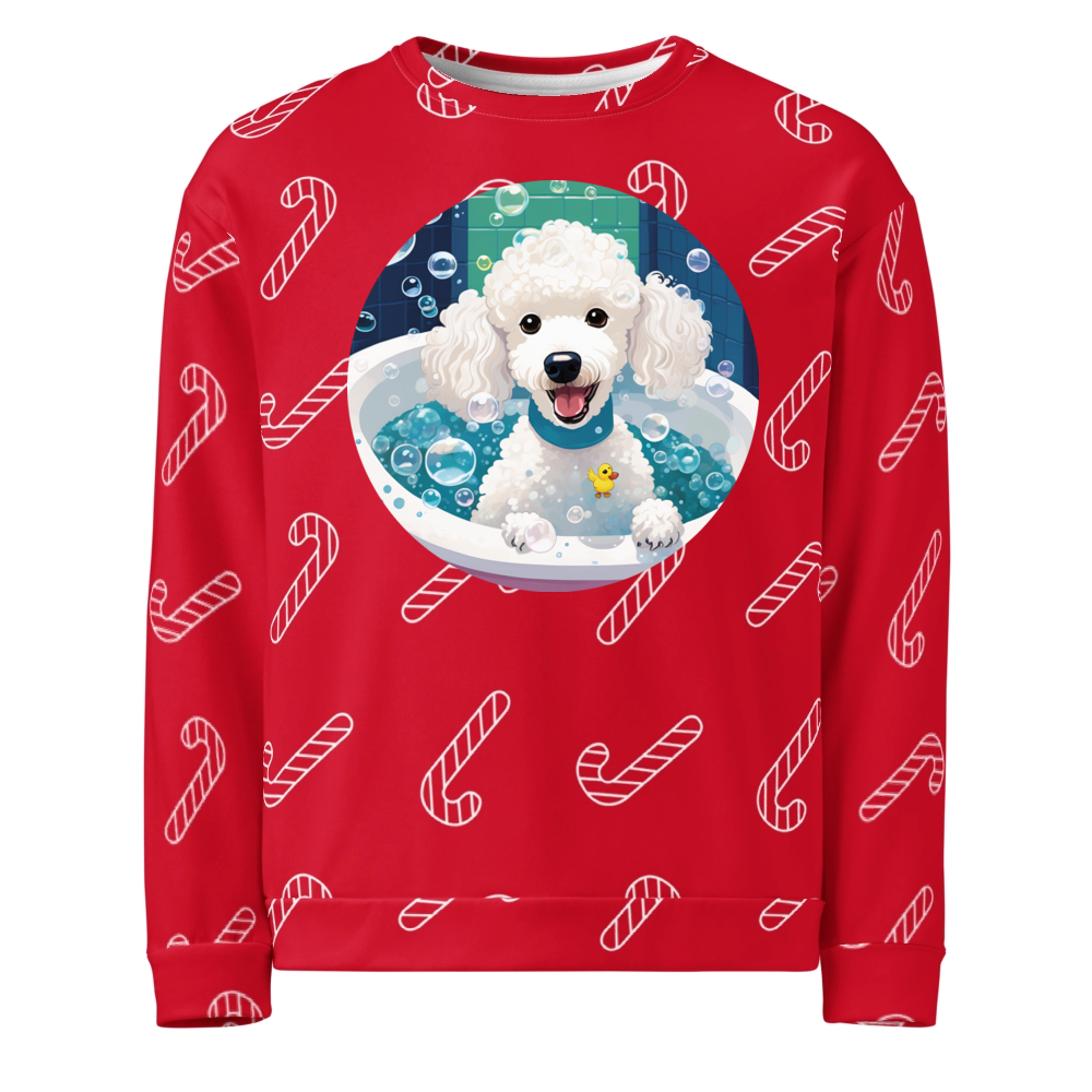 PugMug Custom White Poodle Ugly Christmas Sweatshirt