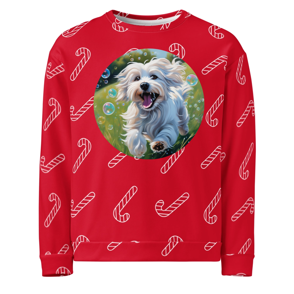 PugMug Custom White Havanese Dog Ugly Christmas Sweatshirt