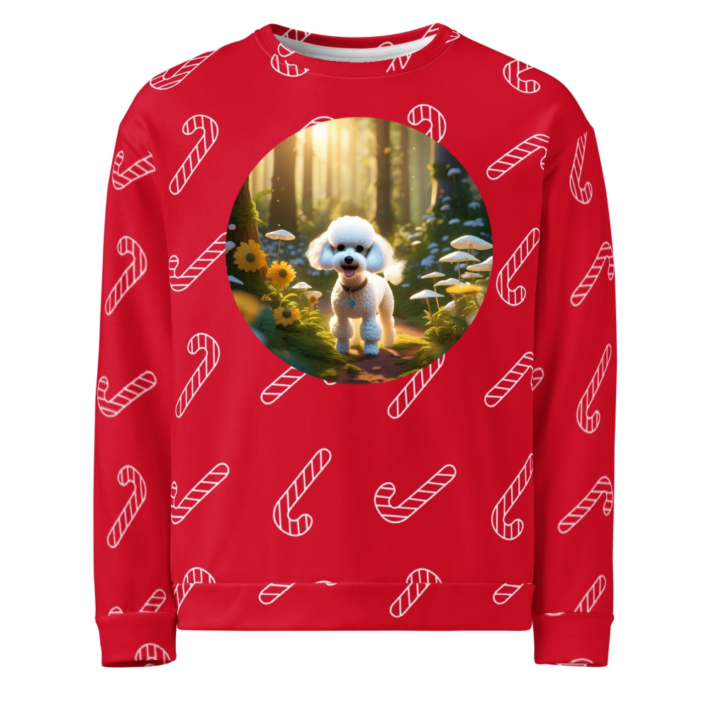 PugMug Custom White Poodle Ugly Christmas Sweatshirt