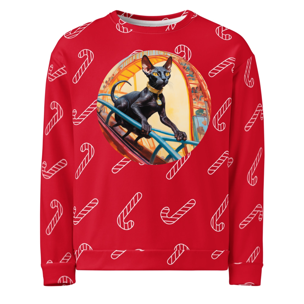 PugMug Custom Black Sphynx Cat Ugly Christmas Sweatshirt
