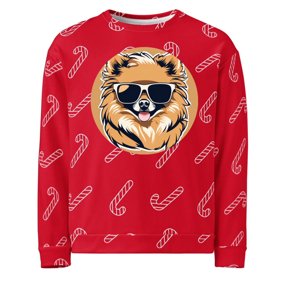 PugMug Custom Tan Pomeranian Ugly Christmas Sweatshirt