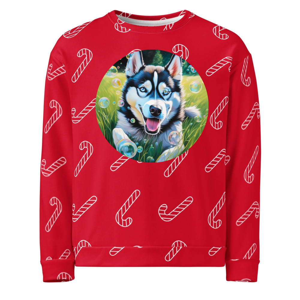 PugMug Custom Siberian Husky Ugly Christmas Sweatshirt