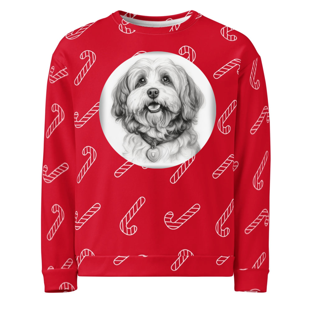 PugMug Custom White Havanese Dog Ugly Christmas Sweatshirt