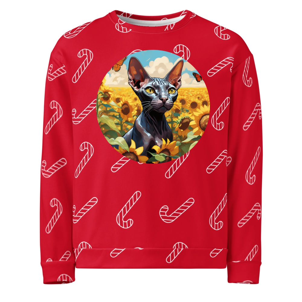 PugMug Custom Black Sphynx Cat Ugly Christmas Sweatshirt