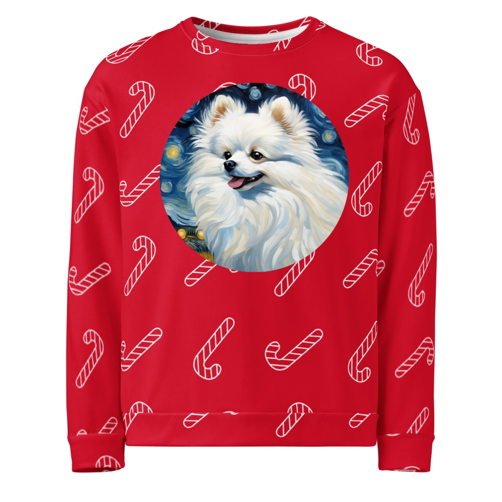 PugMug Custom White Pomeranian Ugly Christmas Sweatshirt