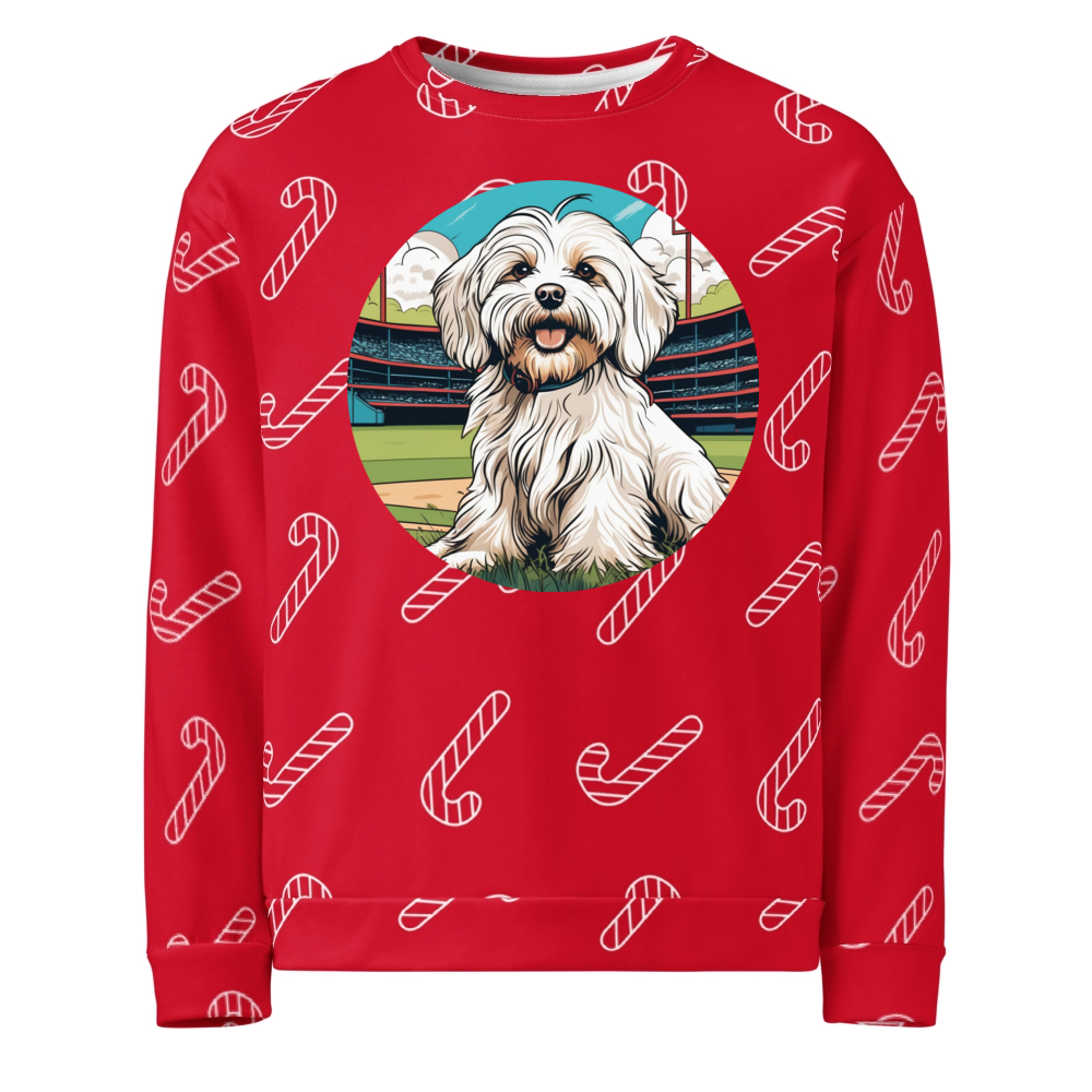 PugMug Custom White Havanese Dog Ugly Christmas Sweatshirt