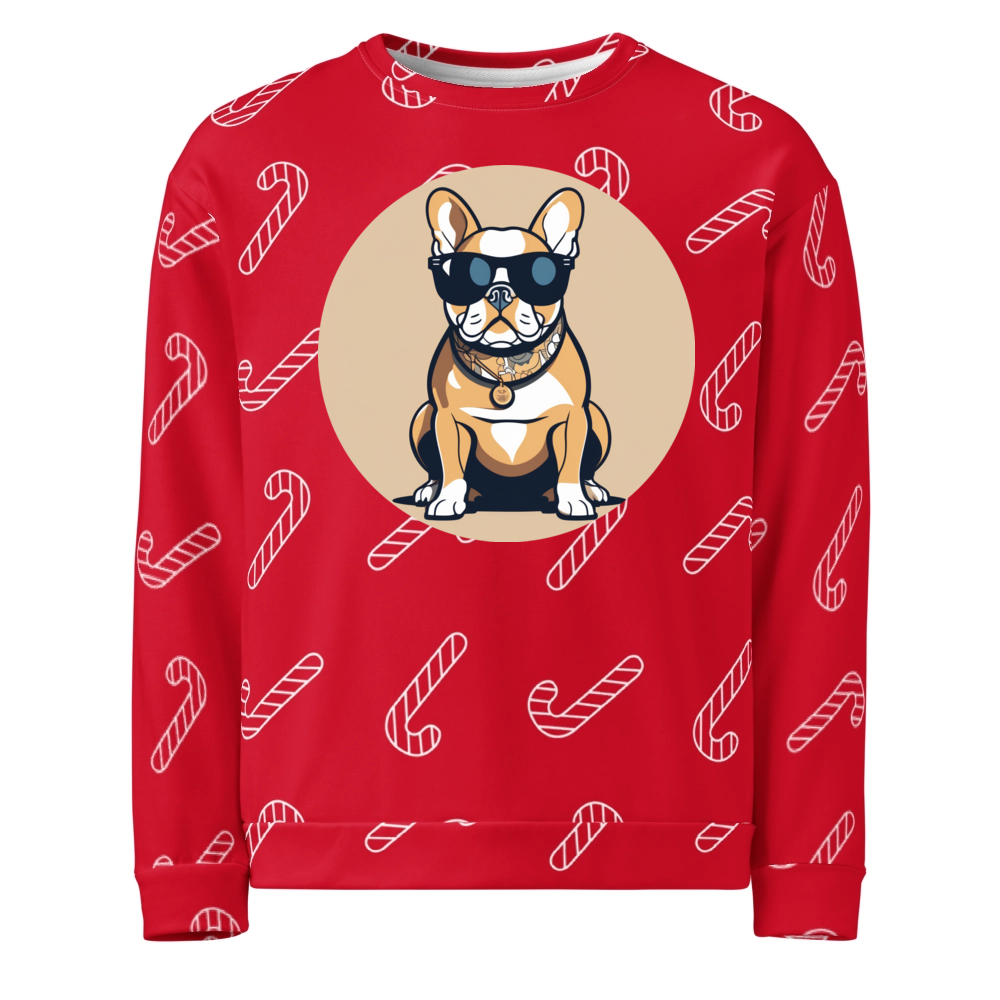 PugMug Custom Tan French Bulldog Ugly Christmas Sweatshirt