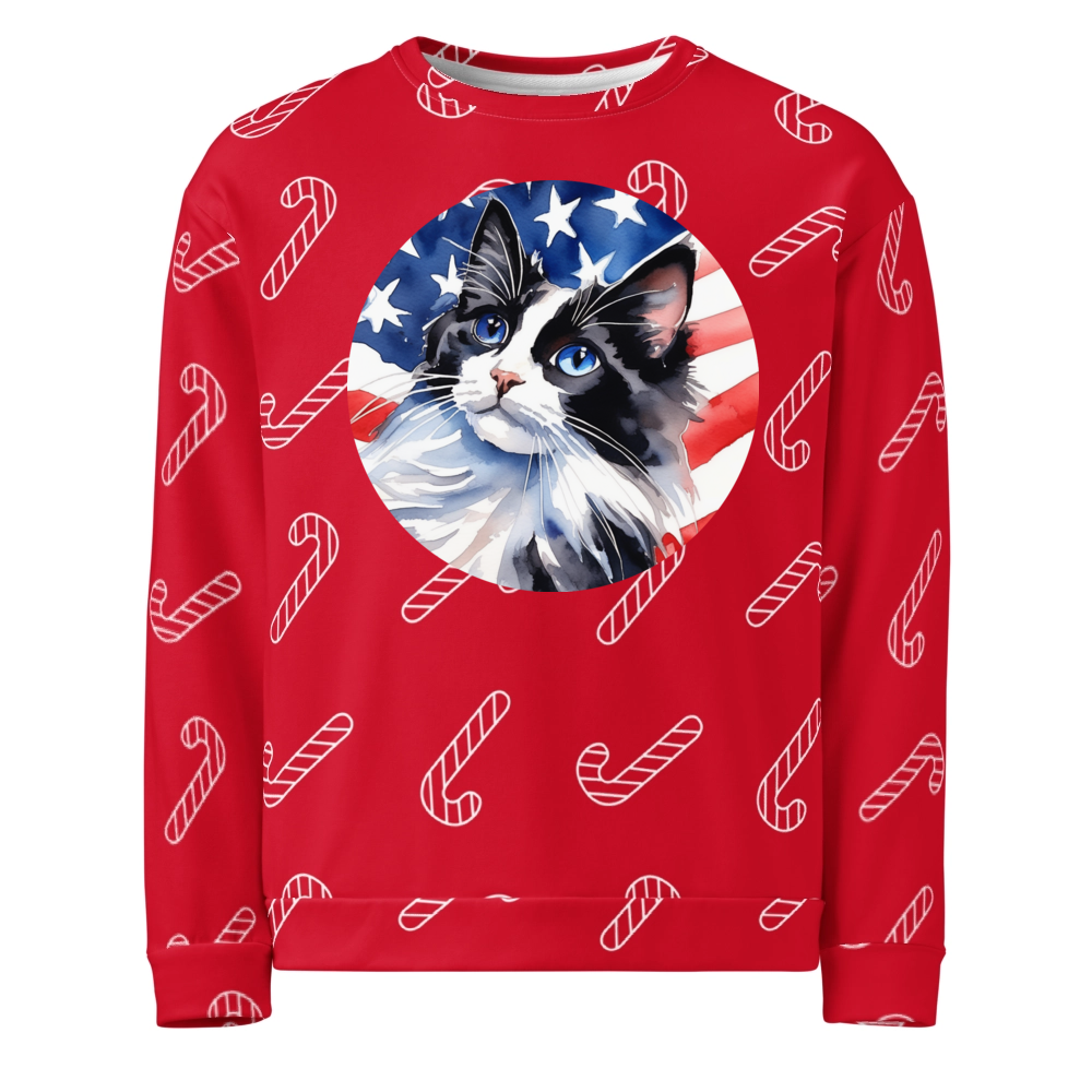 PugMug Custom Black Ragdoll Cat Ugly Christmas Sweatshirt