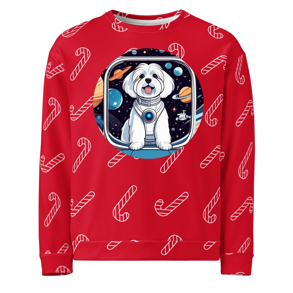 PugMug Custom White Havanese Dog Ugly Christmas Sweatshirt