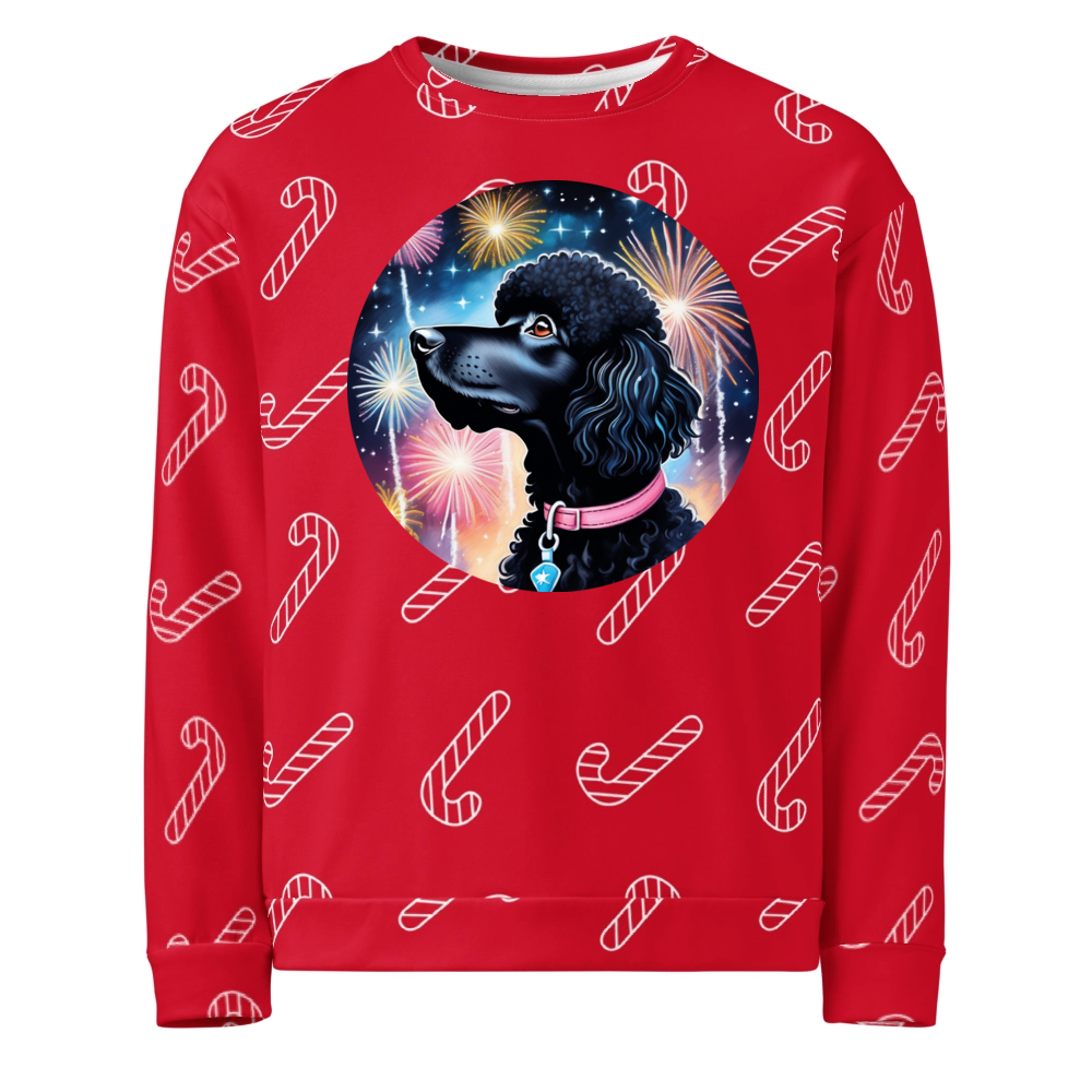 PugMug Custom Black Poodle Ugly Christmas Sweatshirt