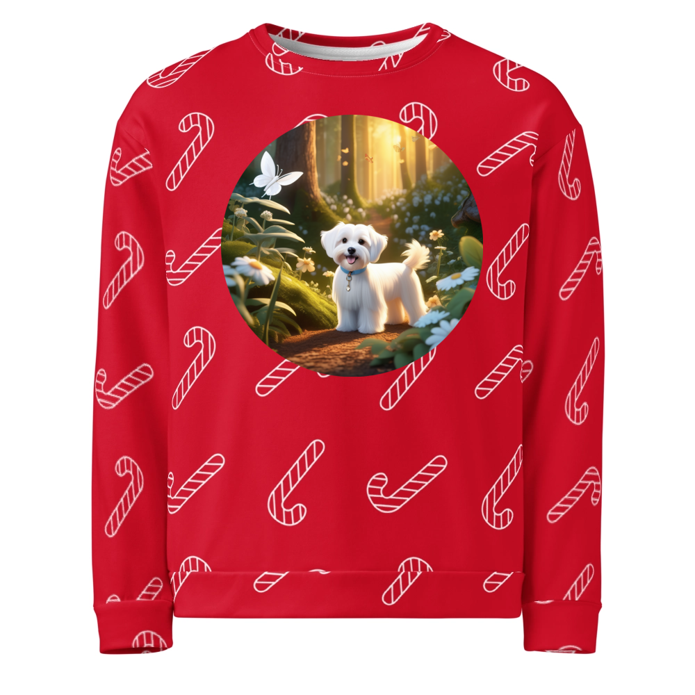 PugMug Custom White Havanese Dog Ugly Christmas Sweatshirt