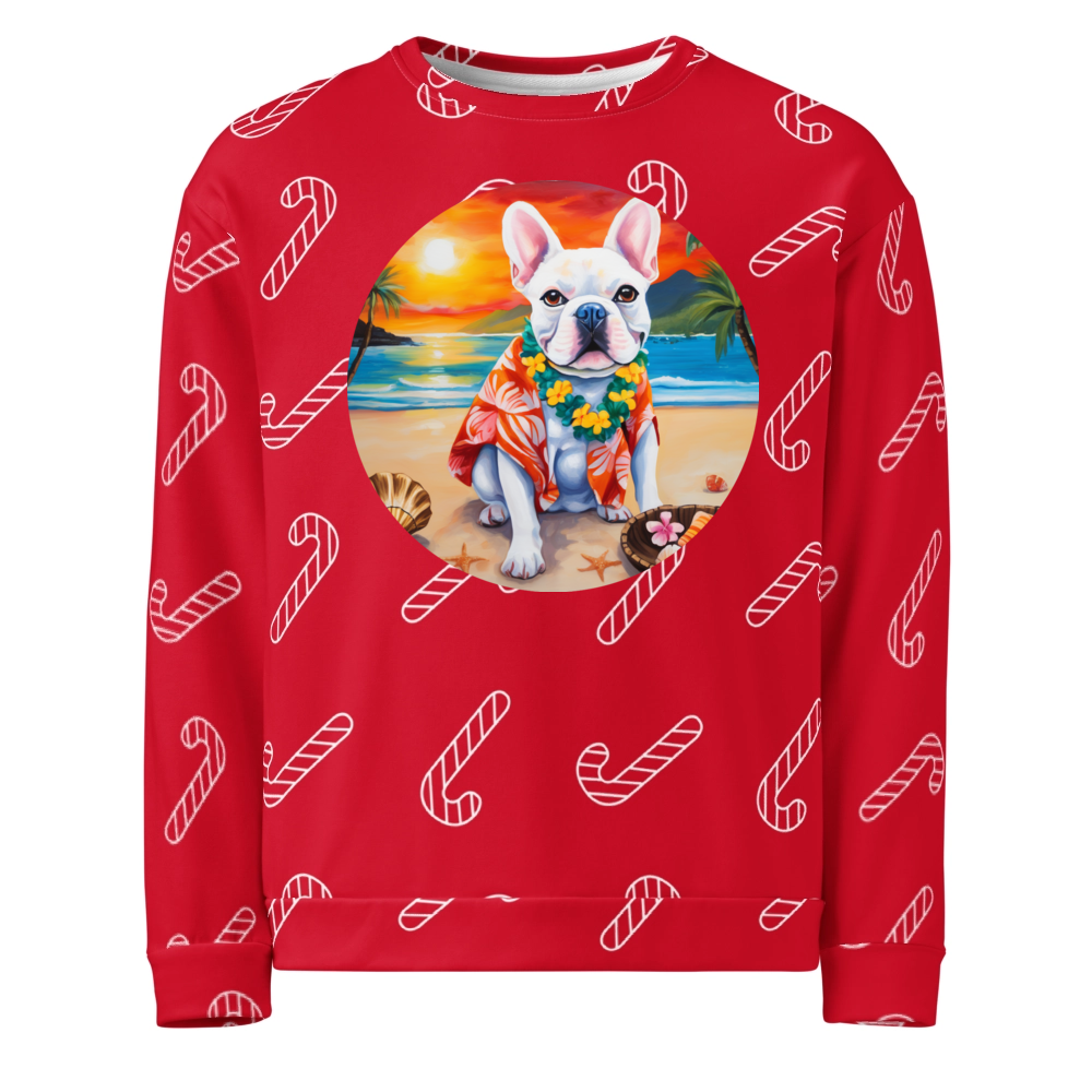 PugMug Custom White French Bulldog Ugly Christmas Sweatshirt