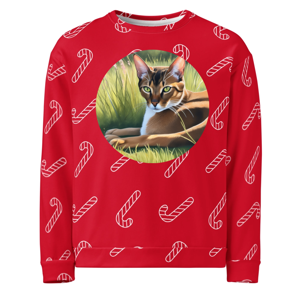 PugMug Custom Tabby Abyssinian Cat Ugly Christmas Sweatshirt