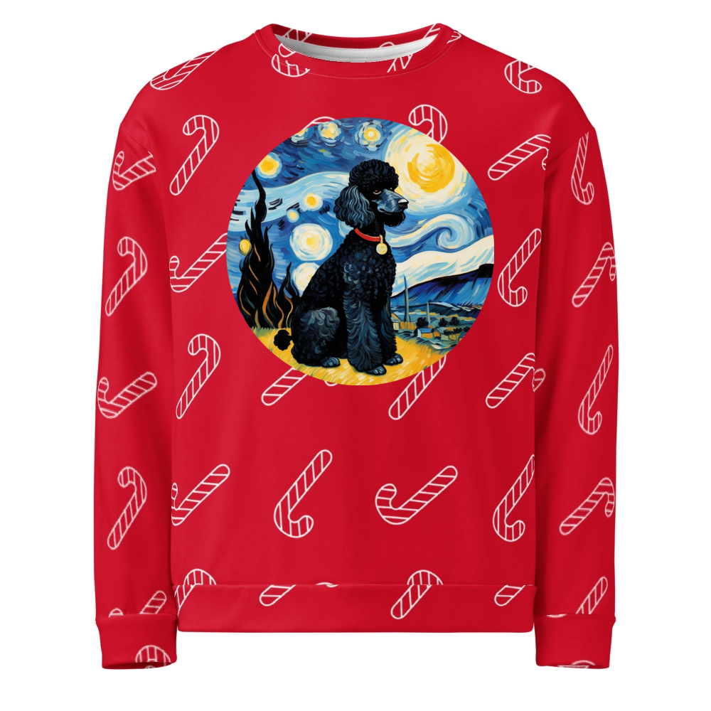 PugMug Custom Black Poodle Ugly Christmas Sweatshirt