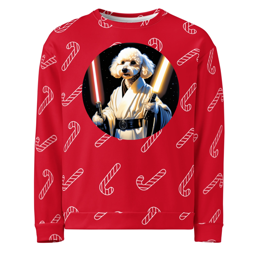 PugMug Custom White Poodle Ugly Christmas Sweatshirt