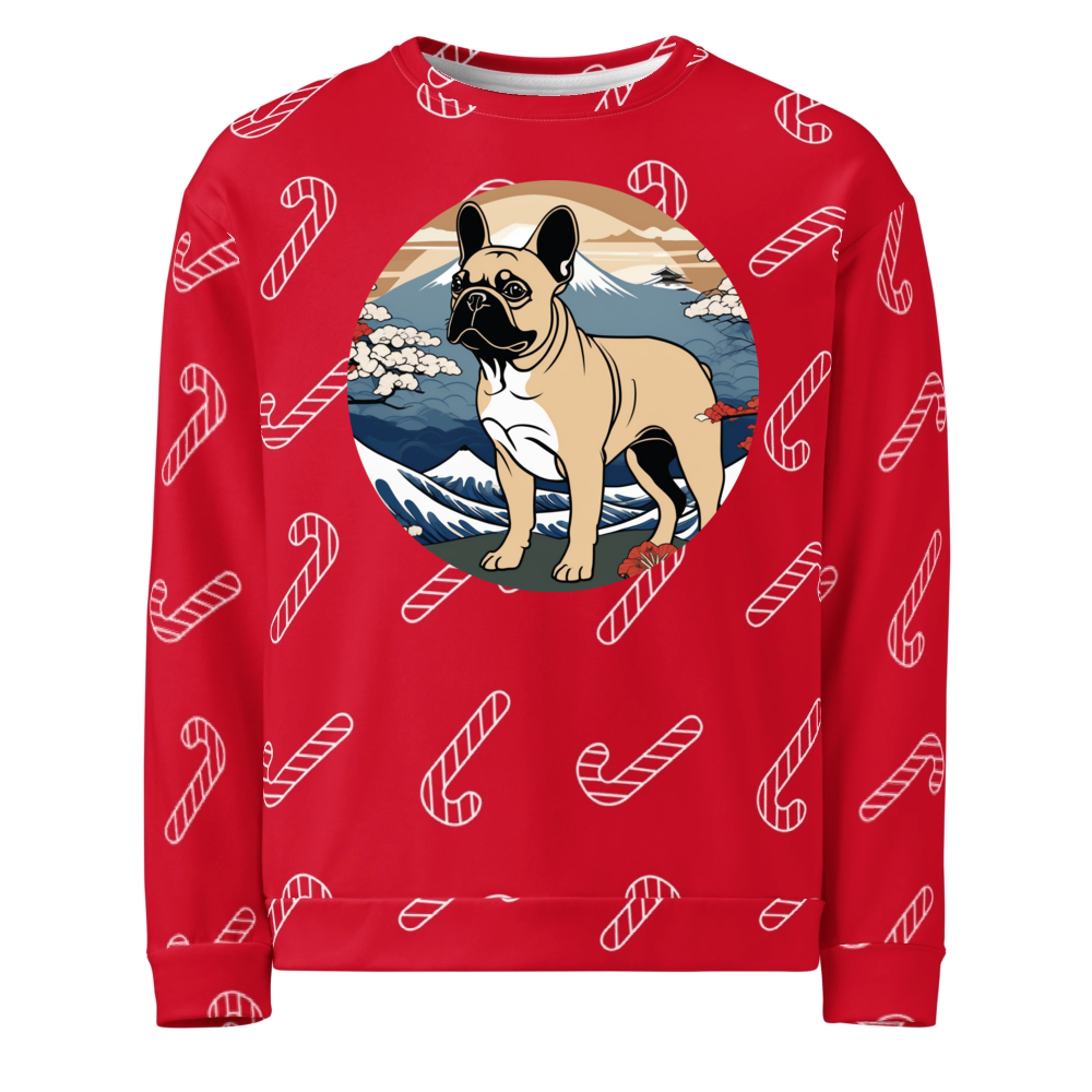 PugMug Custom Tan French Bulldog Ugly Christmas Sweatshirt
