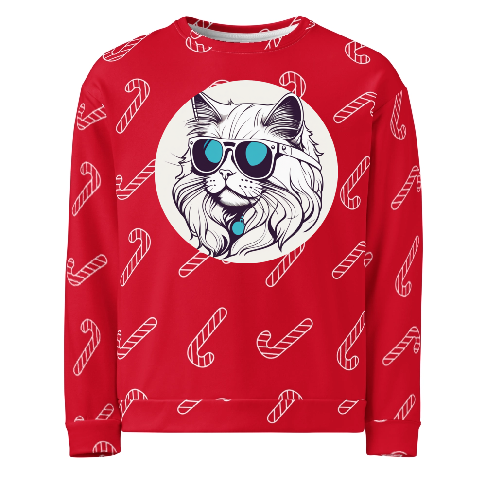PugMug Custom White Persian Cat Ugly Christmas Sweatshirt