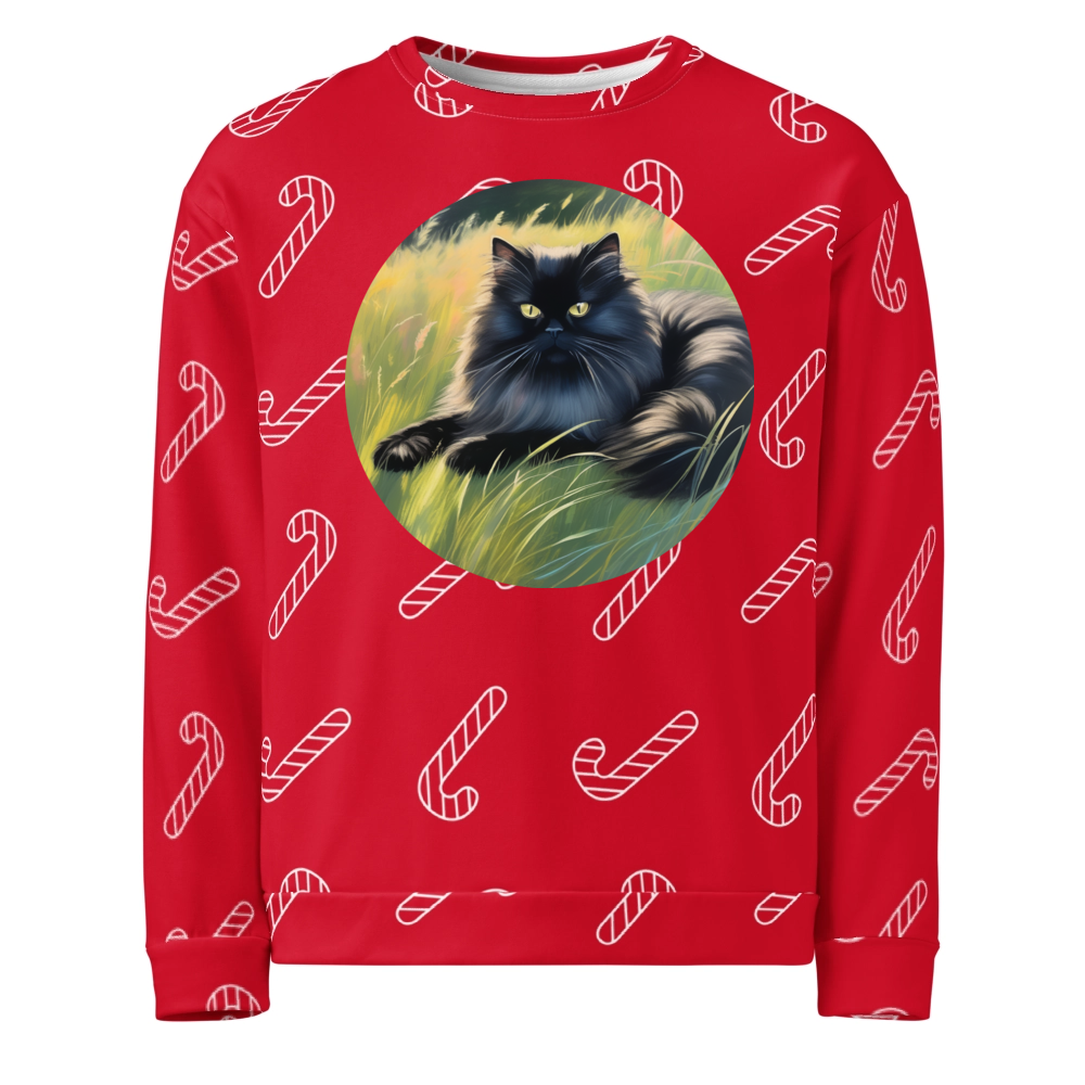 PugMug Custom Black Persian Cat Ugly Christmas Sweatshirt