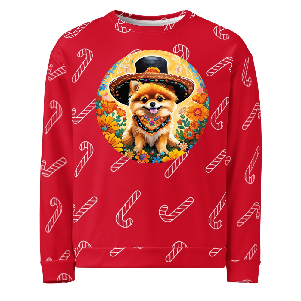 PugMug Custom Tan Pomeranian Ugly Christmas Sweatshirt