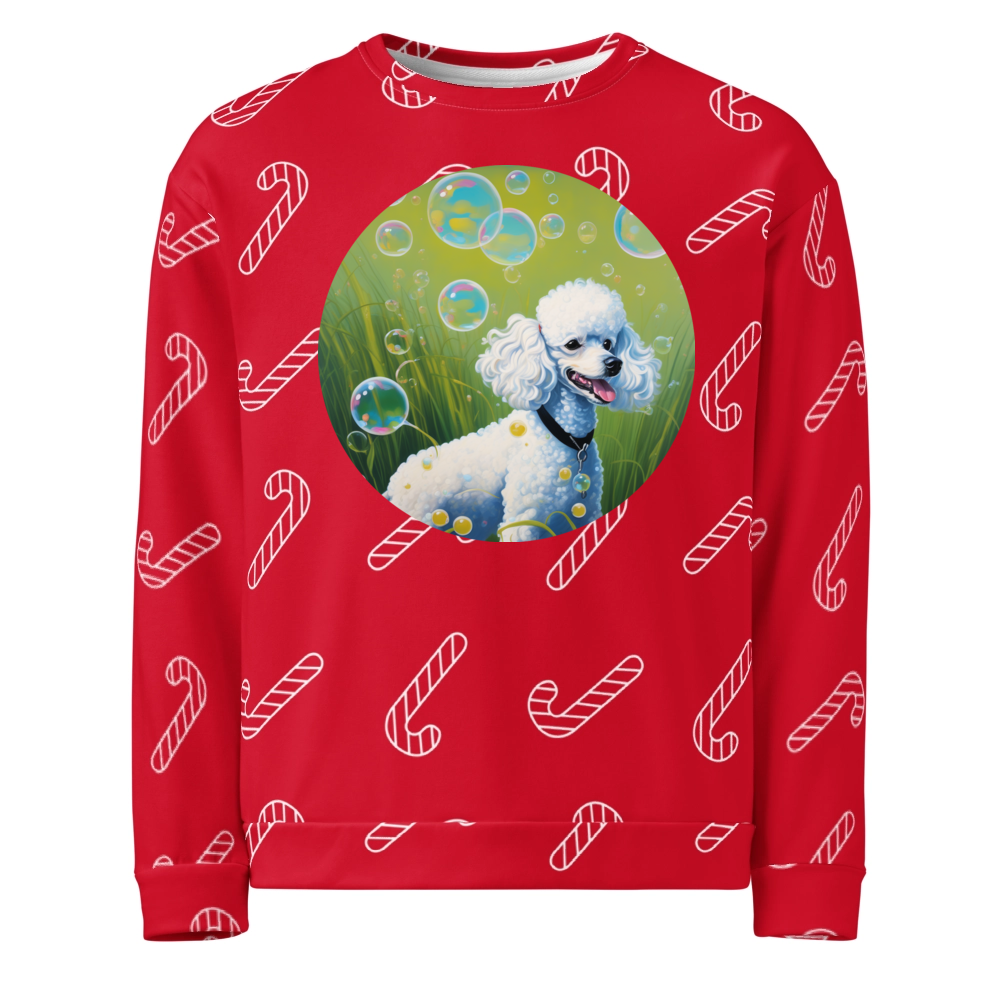 PugMug Custom White Poodle Ugly Christmas Sweatshirt