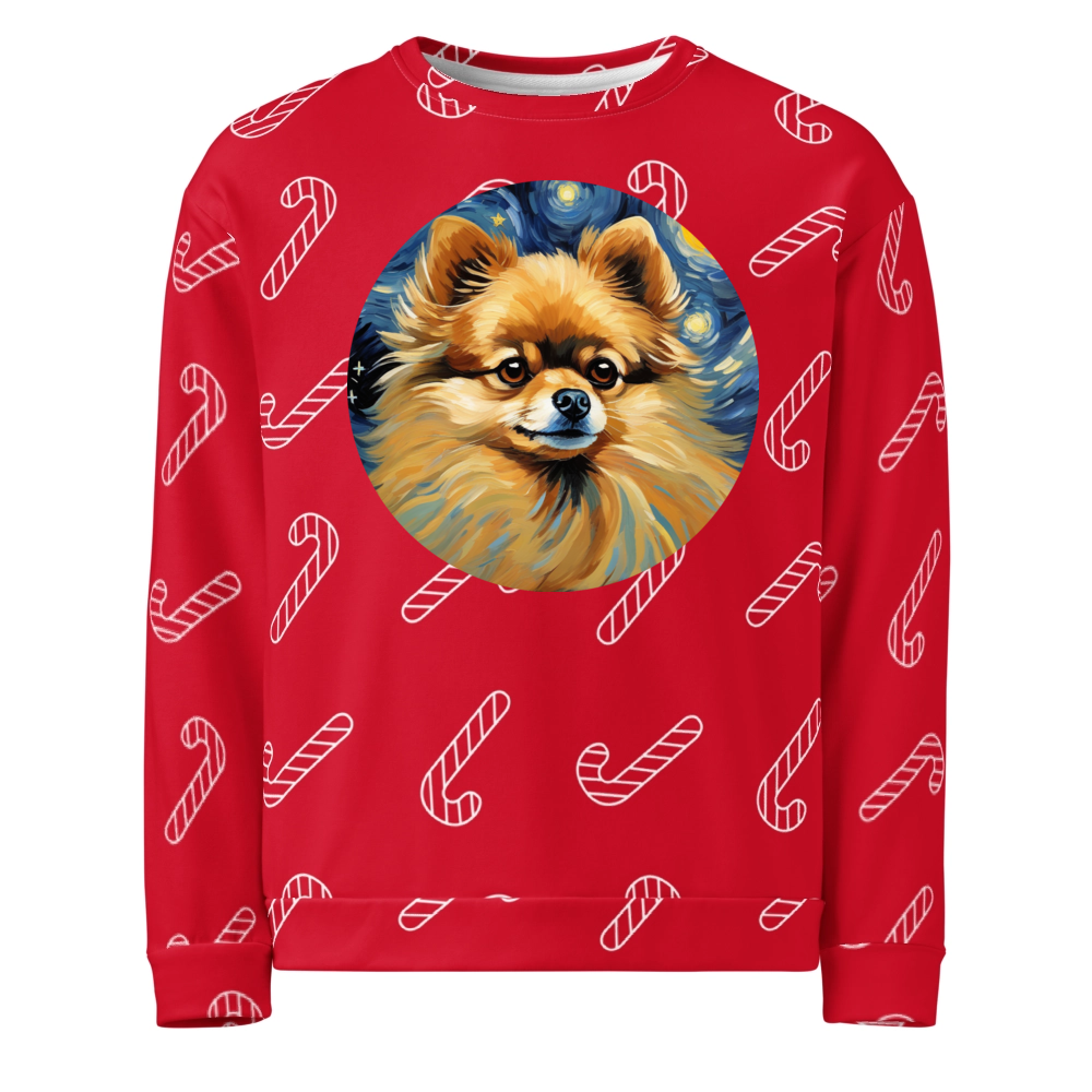 PugMug Custom Tan Pomeranian Ugly Christmas Sweatshirt