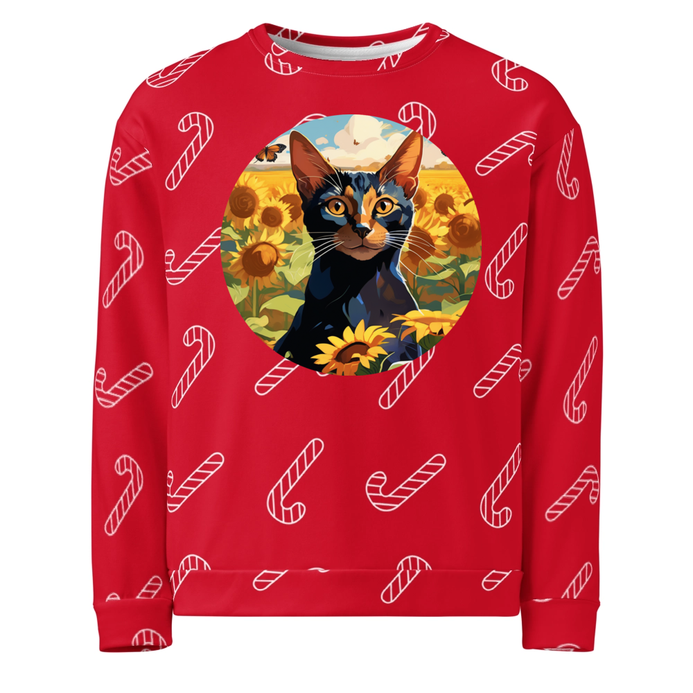 PugMug Custom Black Abyssinian Cat Ugly Christmas Sweatshirt
