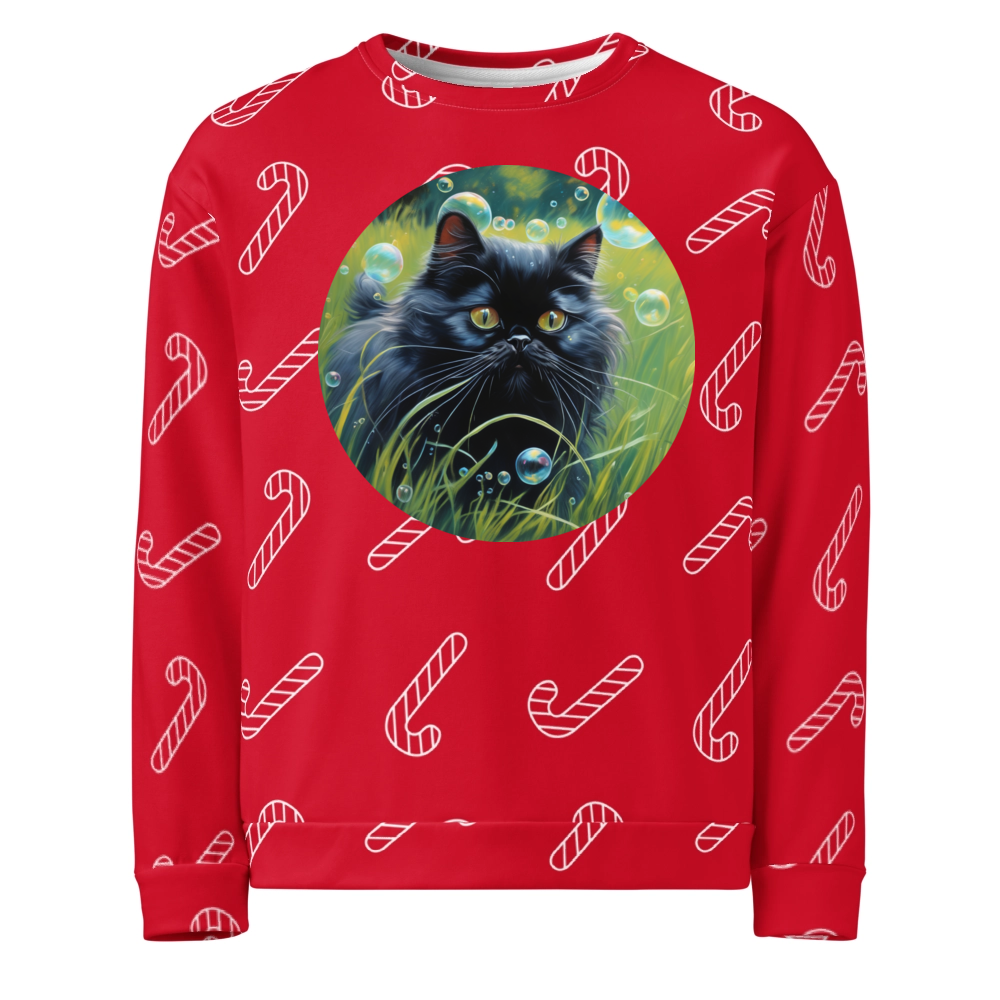 PugMug Custom Black Persian Cat Ugly Christmas Sweatshirt