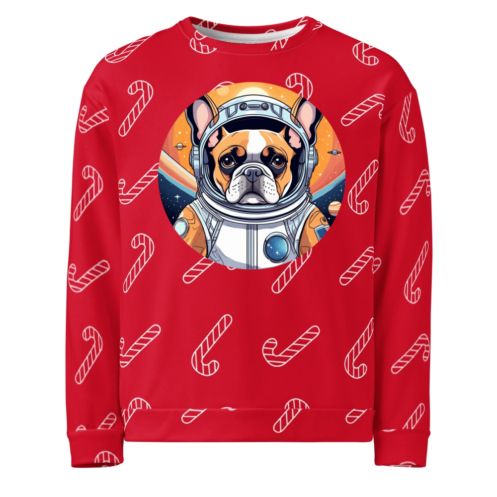 PugMug Custom Tan French Bulldog Ugly Christmas Sweatshirt