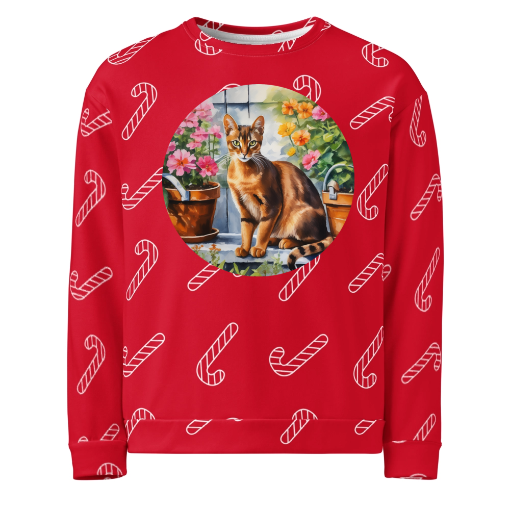 PugMug Custom Tabby Abyssinian Cat Ugly Christmas Sweatshirt