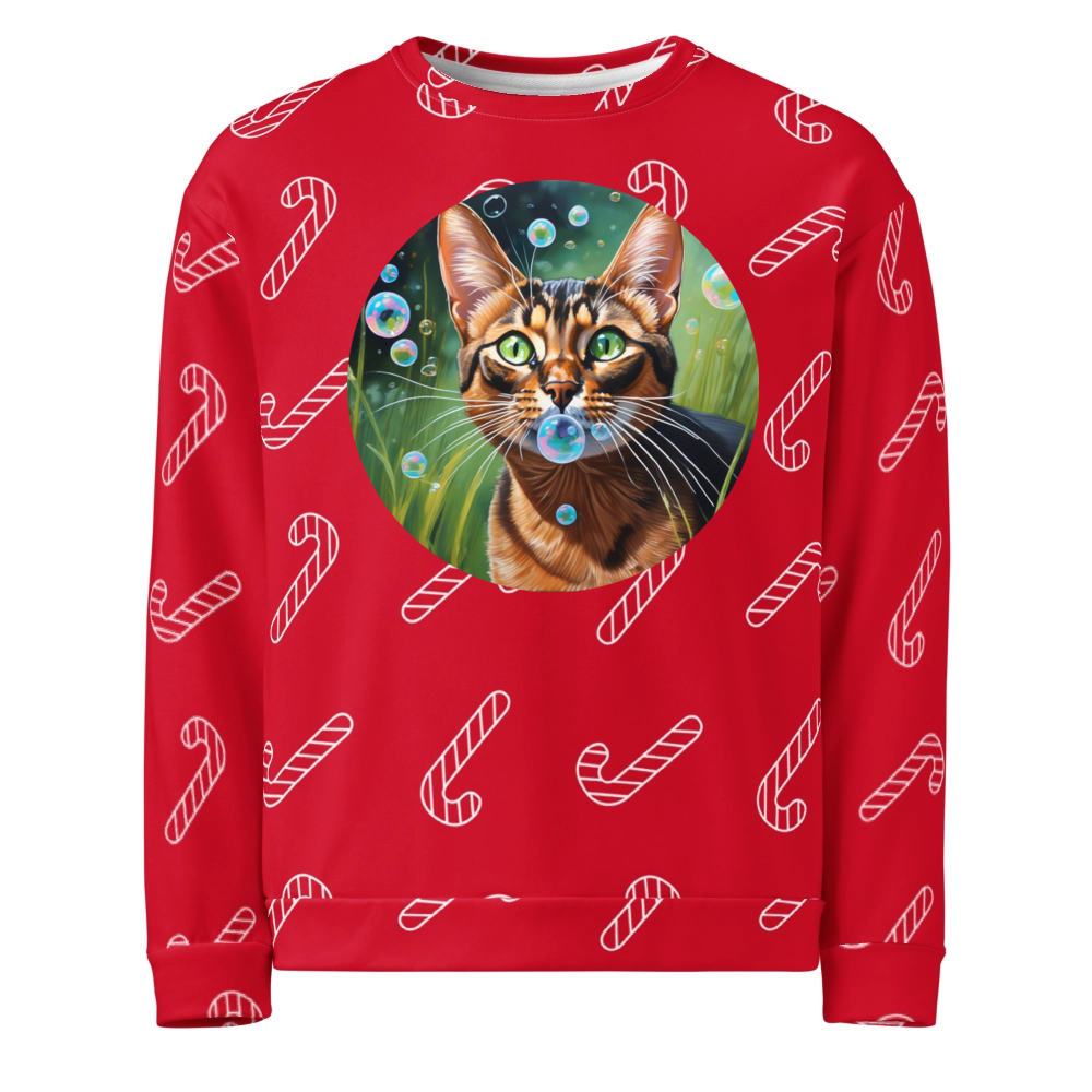 PugMug Custom Tabby Abyssinian Cat Ugly Christmas Sweatshirt