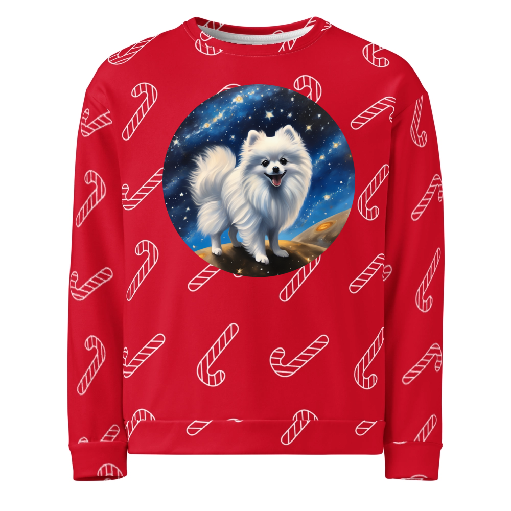 PugMug Custom White Pomeranian Ugly Christmas Sweatshirt