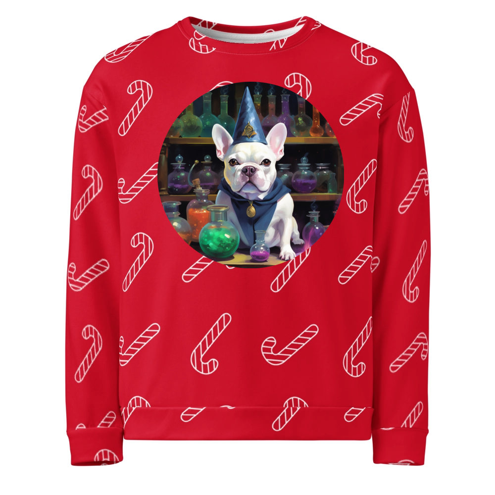 PugMug Custom White French Bulldog Ugly Christmas Sweatshirt