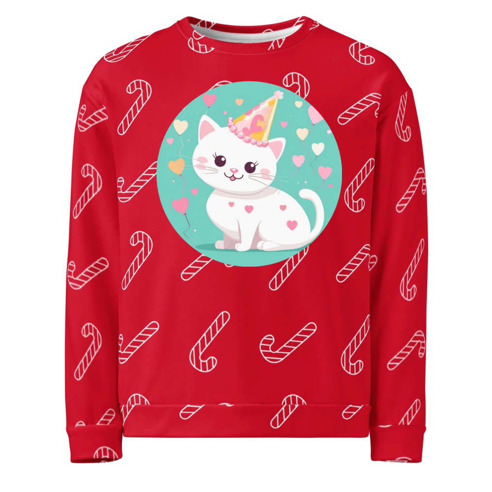 PugMug Custom White Companion Cat Ugly Christmas Sweatshirt