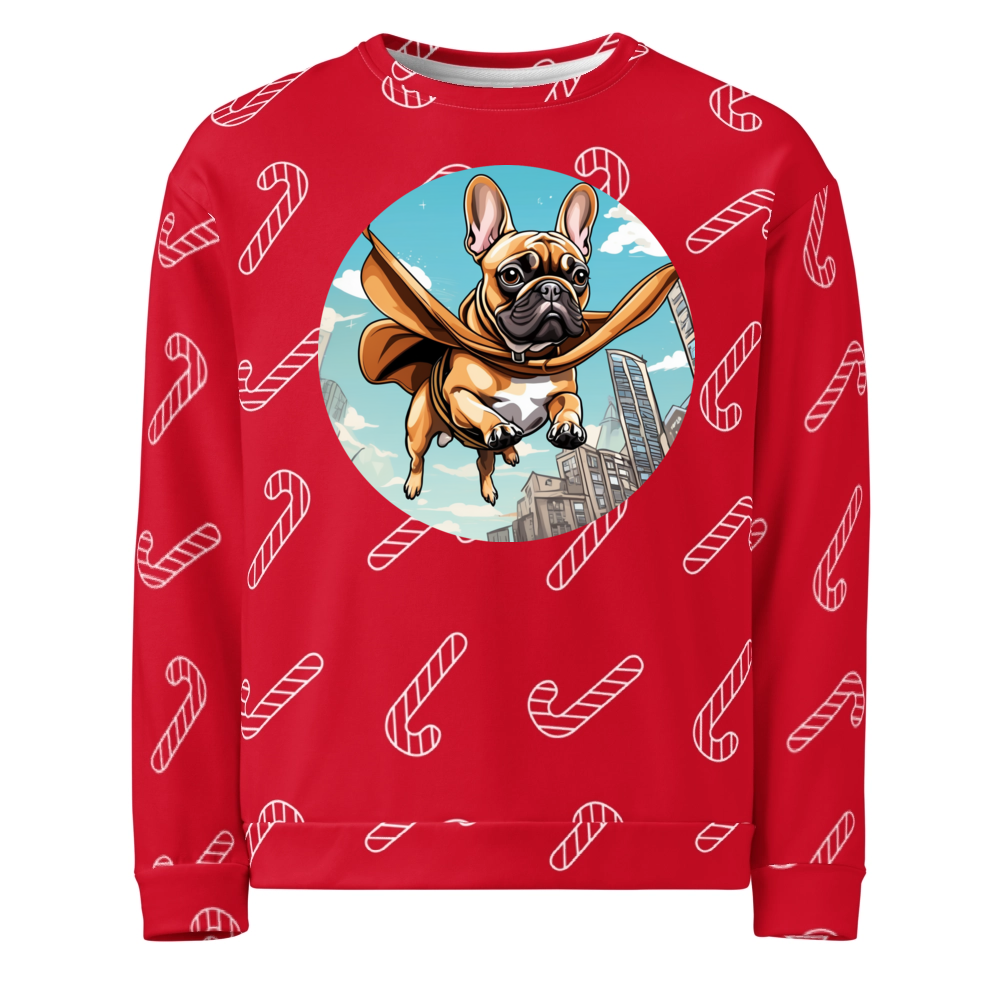 PugMug Custom Tan French Bulldog Ugly Christmas Sweatshirt