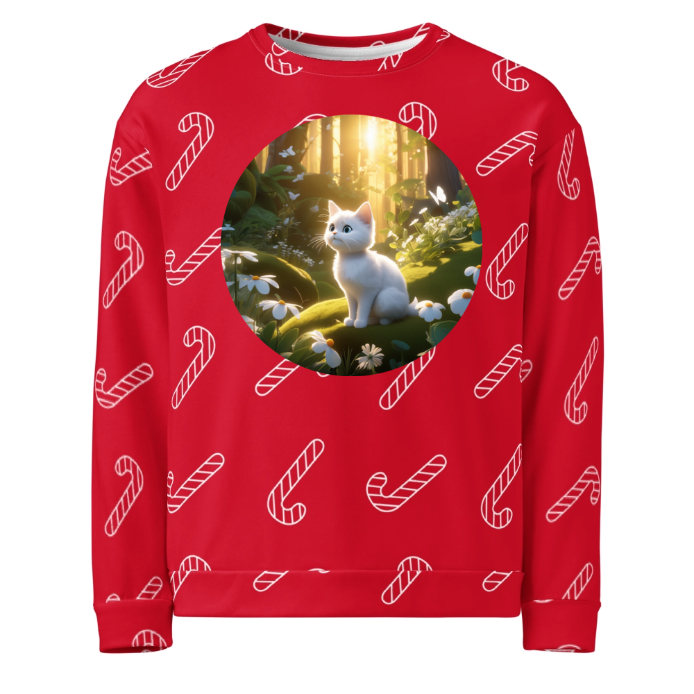 PugMug Custom White Companion Cat Ugly Christmas Sweatshirt