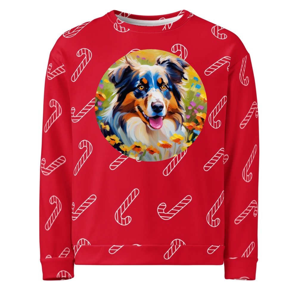 PugMug Custom Australian Shepherd Dog Ugly Christmas Sweatshirt