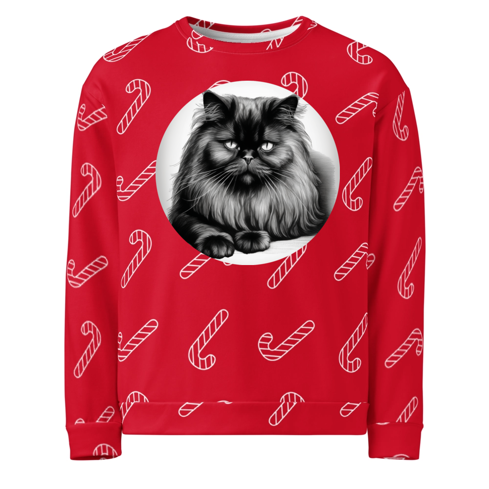 PugMug Custom Black Persian Cat Ugly Christmas Sweatshirt