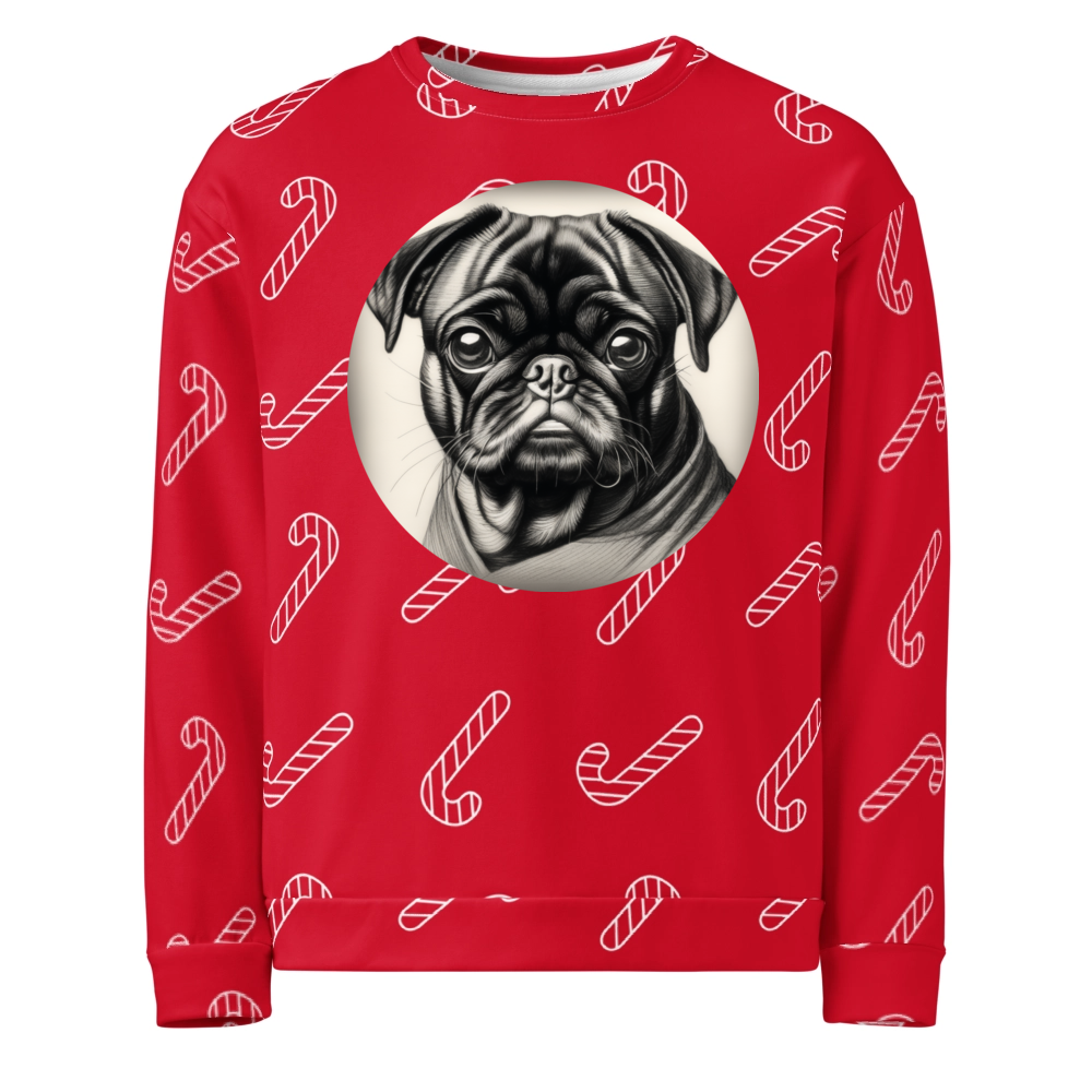 PugMug Custom Black Pug Ugly Christmas Sweatshirt