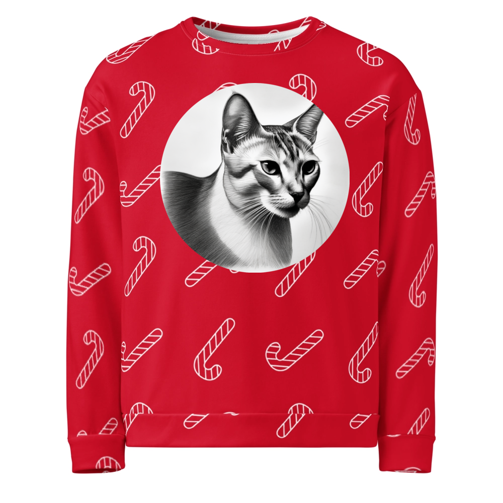 PugMug Custom White Abyssinian Cat Ugly Christmas Sweatshirt