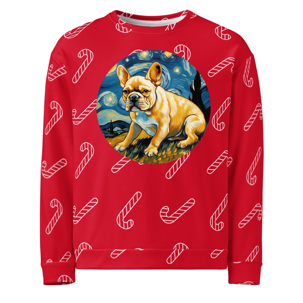 PugMug Custom Tan French Bulldog Ugly Christmas Sweatshirt
